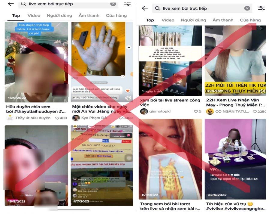 Cơ quan chức năng cảnh báo, lợi dụng nhu cầu cầu tài lộc đầu năm của một bộ phận người dân, nhiều đối tượng đã lập tài khoản “thầy bói”, “cô đồng” trên mạng xã hội để lừa đảo. Ảnh: Công an Nghệ An
