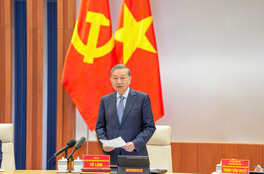 Tổng Bí thư Tô Lâm phát biểu tại buổi làm việc. Ảnh: Minh Hùng