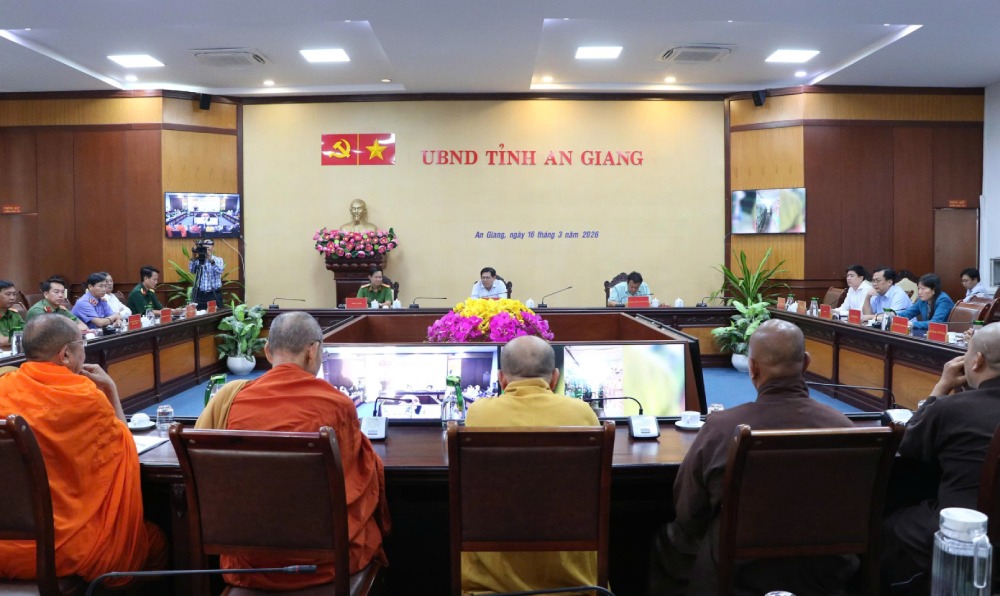 Đại biểu dự hội nghị tại điểm cầu tỉnh An Giang. Ảnh: Tiến Dũng