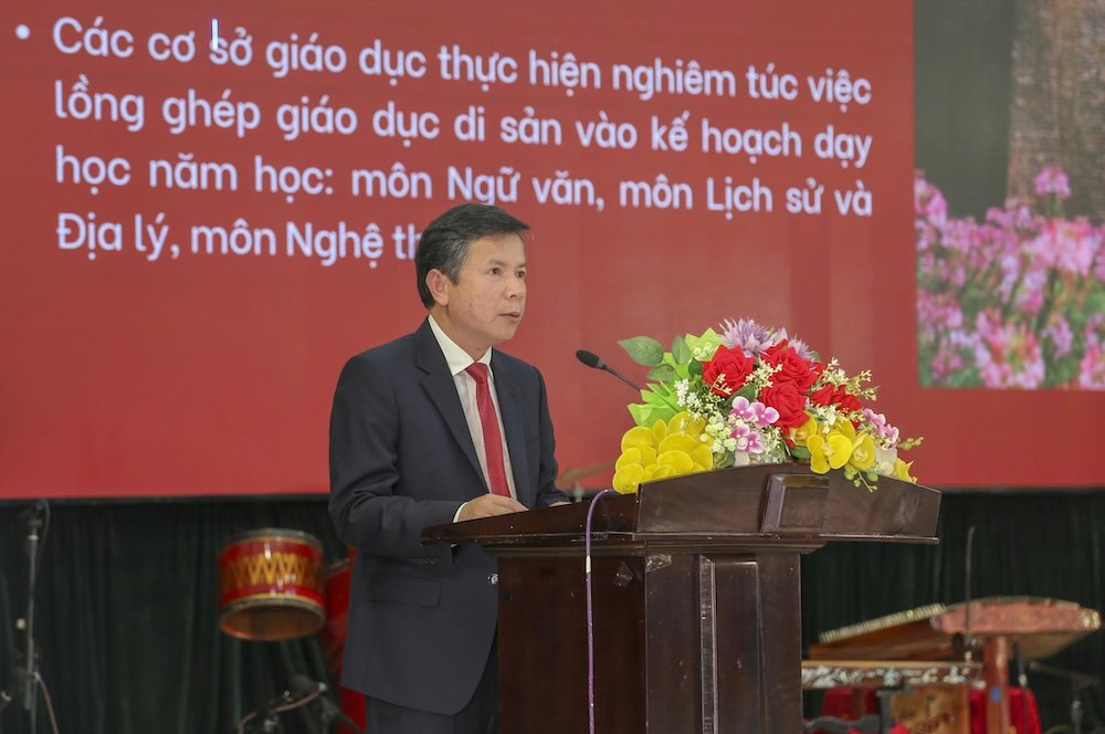 Ông Nguyễn Tân - Giám đốc Sở GD&ĐT TP Huế phát biểu tại chương trình. Ảnh: Ngô Hiền