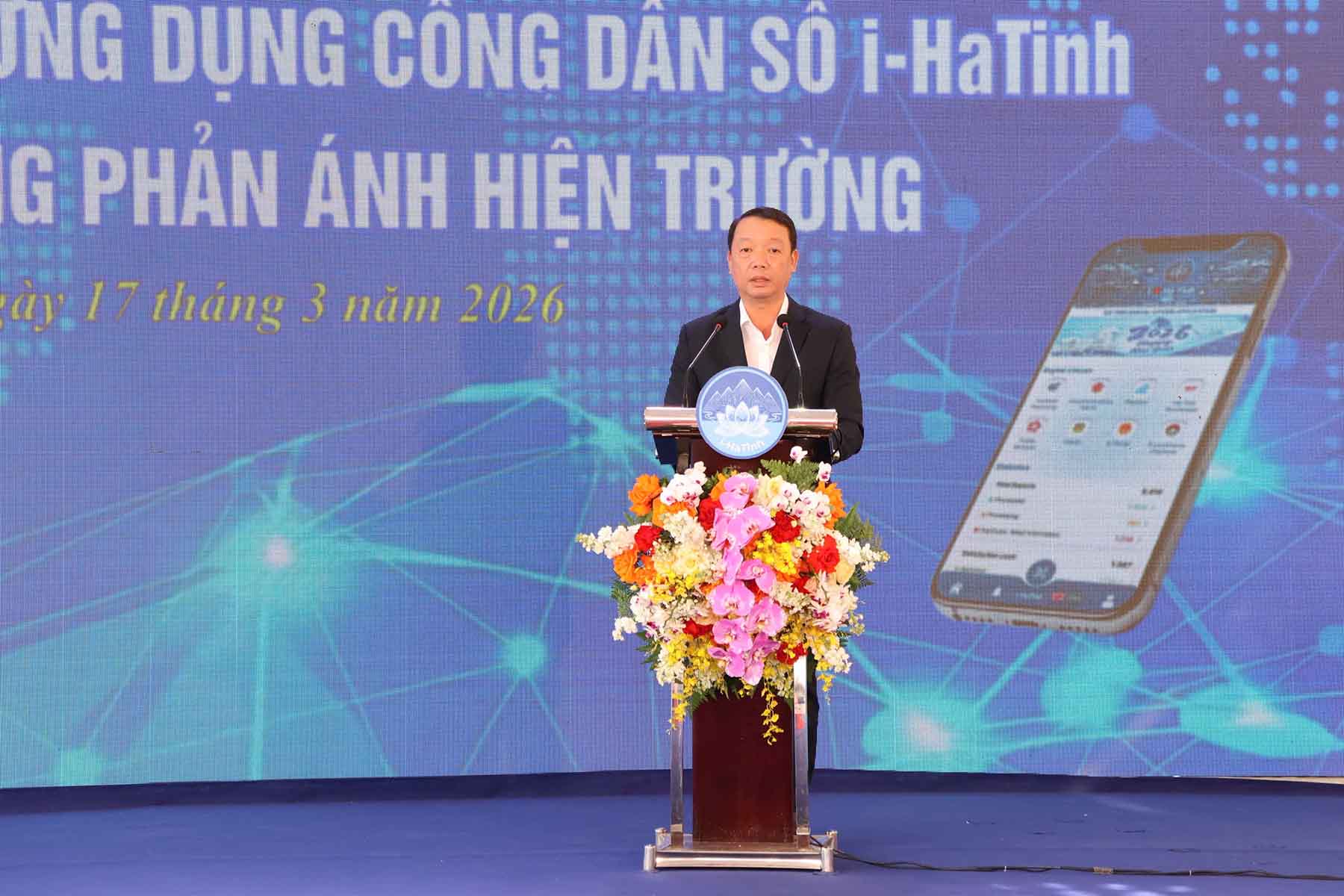 Ông Phan Thiên Định - Chủ tịch UBND tỉnh Hà Tĩnh phát biểu. Ảnh: Trần Tuấn