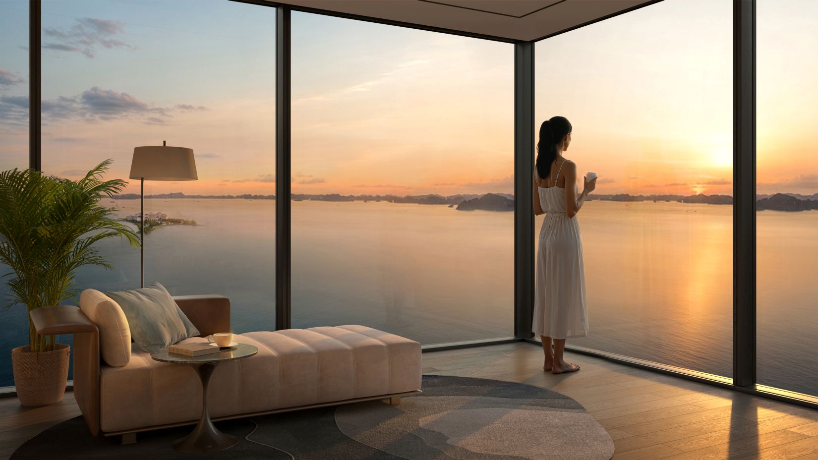 The Spotlight Collection là bộ sưu tập căn hộ ngắm trọn hoàng hôn đẹp nhất bên vịnh di sản. Ảnh: BIM Group