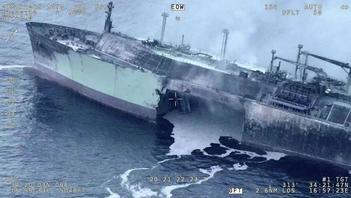 Arctic Metagaz oil tanker damaged after UAV attack. Photo: Moscow Times