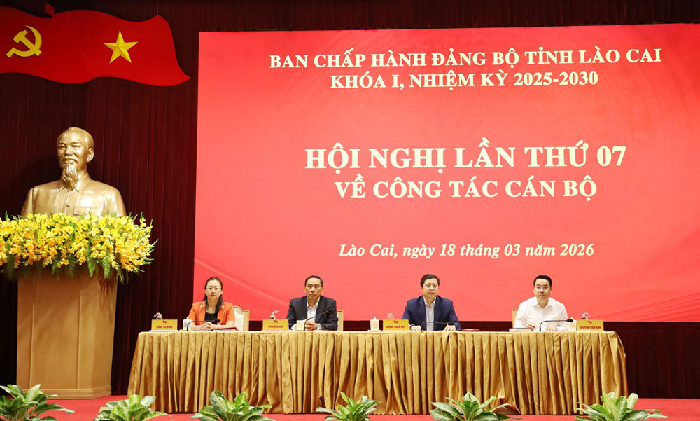 Thường trực Tỉnh ủy Lào Cai chủ trì Hội nghị. Ảnh: Nguyễn Hiên