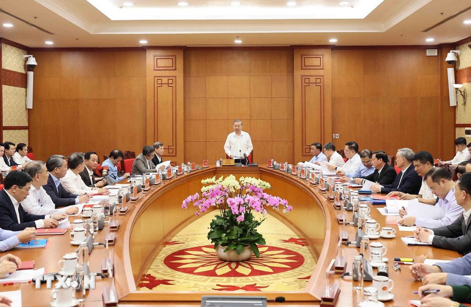 Tổng Bí thư Tô Lâm - Trưởng Ban Chỉ đạo Trung ương về phòng chống tham nhũng, lãng phí, tiêu cực - chủ trì phiên họp. Ảnh: TTXVN