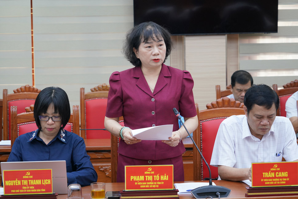 Bà Phạm Thị Tố Hải báo cáo kết quả bầu cử. Ảnh: Thảo Nguyên