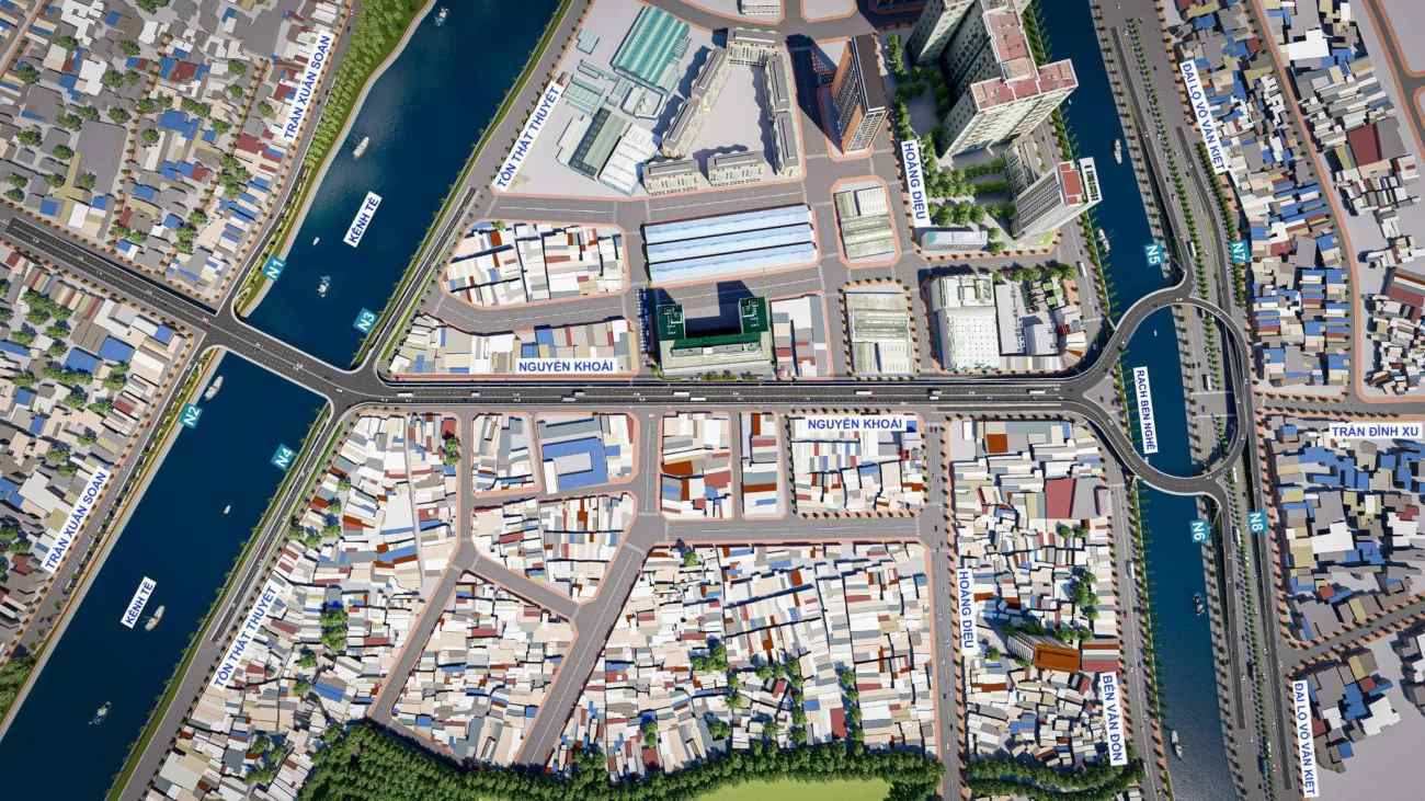 Perspective of Nguyen Khoai bridge and road connecting the South and the center of Ho Chi Minh City. Photo: Ho Chi Minh City Traffic Board