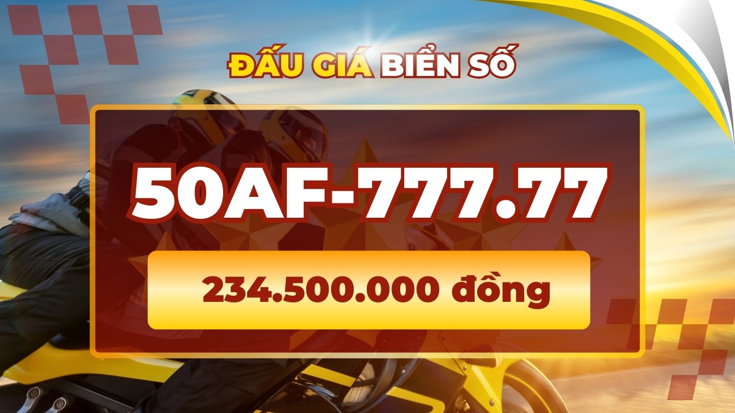 Motorbike license plate 50AF-777. 77 has a high price in the auction on March 18