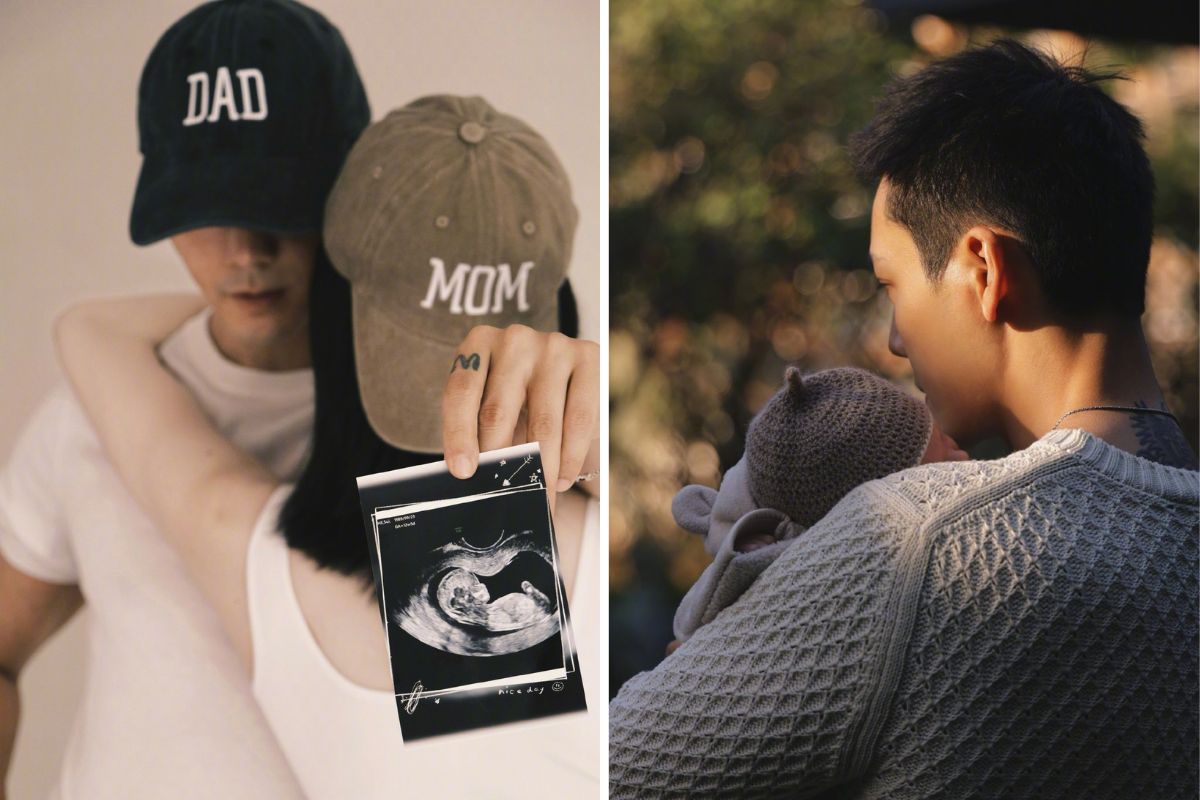 Trần Vỹ Đình và Hà Tuệ thông báo con trai chào đời vào tháng 10.2025. Ảnh: Xinhua