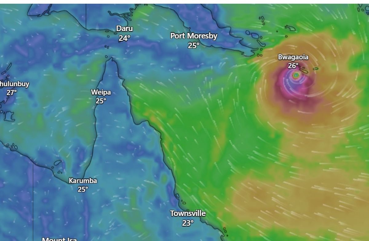 Se pronostica que la tormenta Narelle será de categoría de supertifón cuando toque tierra en Australia. Foto: Windy