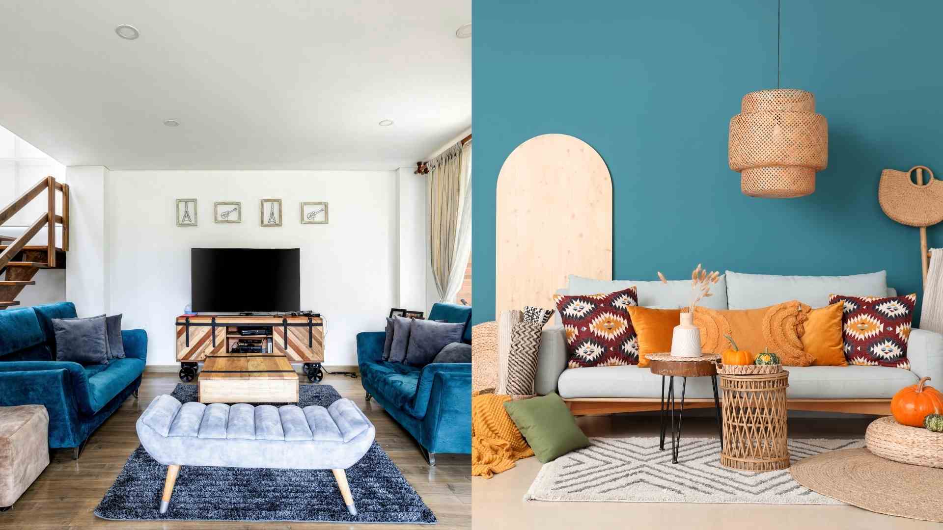 Blue in the interior helps create a relaxing and sophisticated space. Graphics: Ha May
