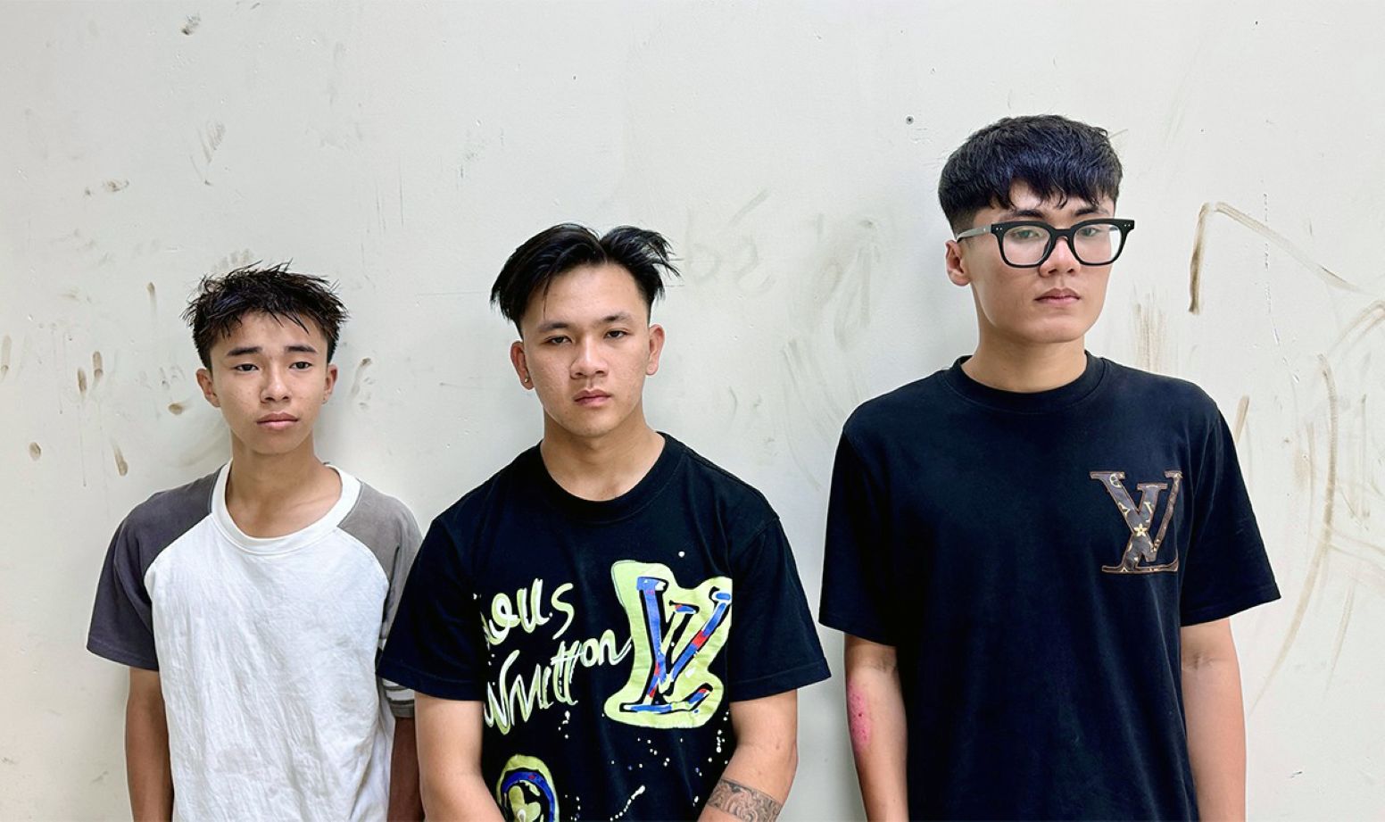 3 đối tượng Kha, Phát, Vĩ (trái sang) tại thời điểm bị bắt giữ. Ảnh: Vũ Tiến