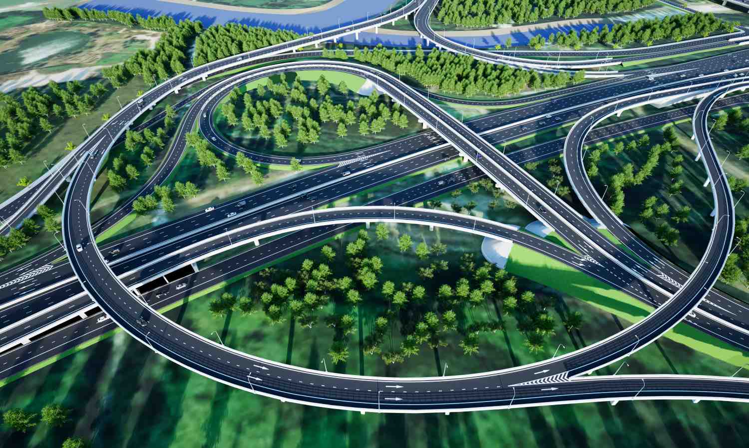 Phối cảnh nút giao đường liên cảng với Vành đai 3 và cao tốc.  Ảnh: Sở Xây dựng TPHCM