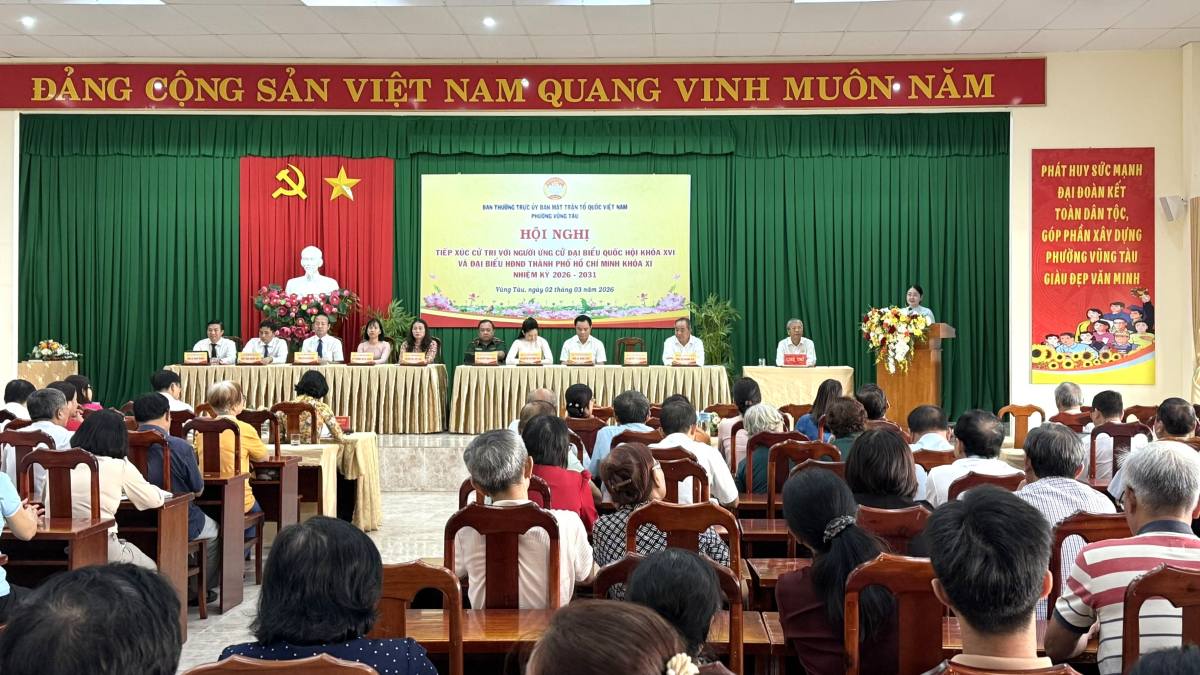 Overview of the voter contact conference organized by the Vung Tau Ward Vietnam Fatherland Front Committee. Photo: Thanh An