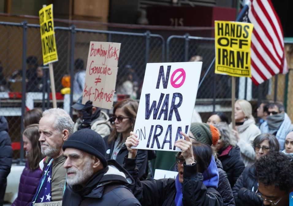 People protest against US - Israel attacking Iran in New York, February 28, 2026. Photo: Xinhua