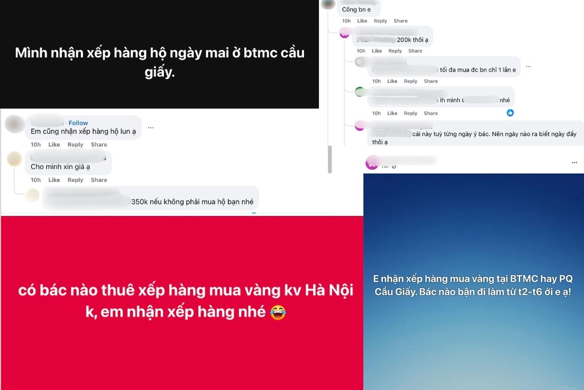 Trên các hội nhóm giao dịch vàng, lời chào mời xếp hàng hộ liên tiếp xuất hiện. Ảnh: PV