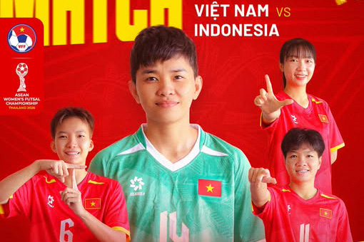 Vietnam women's futsal team competes for 3rd place at the 2026 Southeast Asian Championship with Indonesia women's futsal team. Photo: VFF