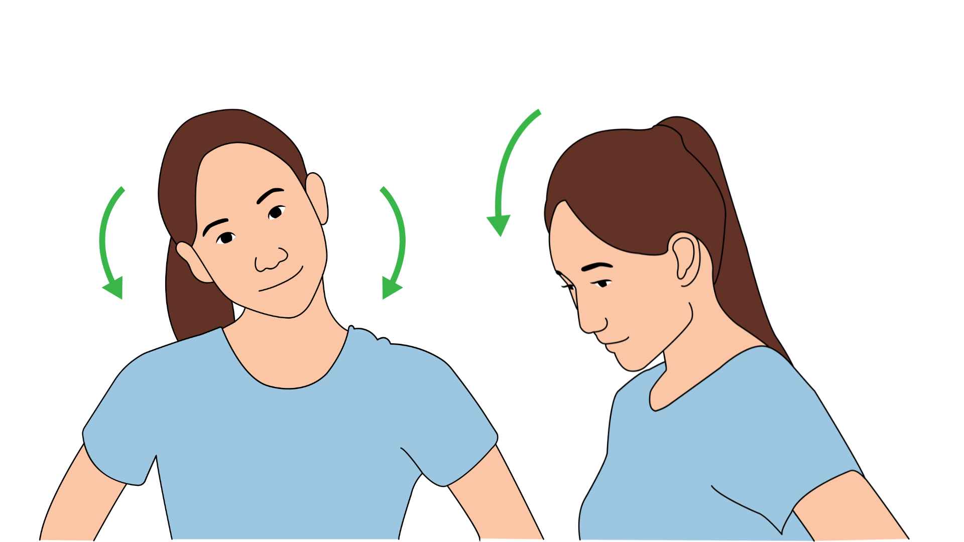 The movement of tilting the neck to both sides, or stretching the neck forward... is a simple movement that helps reduce shoulder and neck pain. Graphic photo: Huong Son