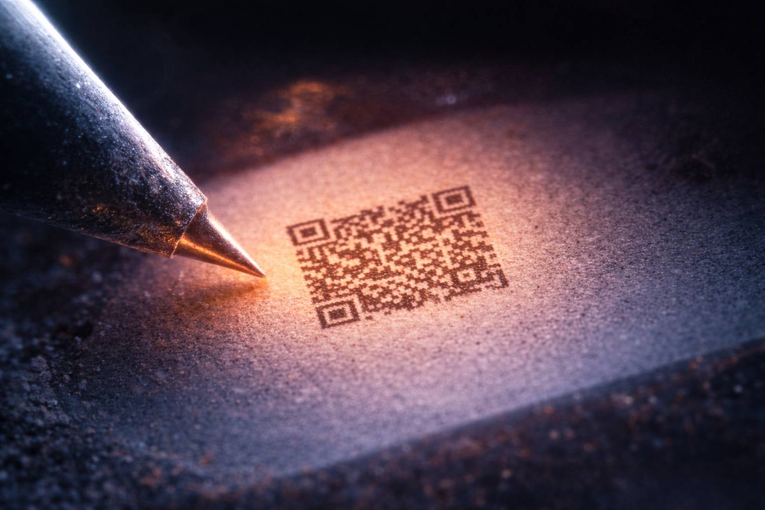 World's smallest QR code, needs an electronic microscope to scan