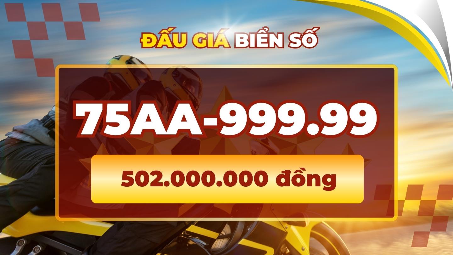Motorbike license plate 75AA-999. 99 has the highest price in the auction on March 2nd