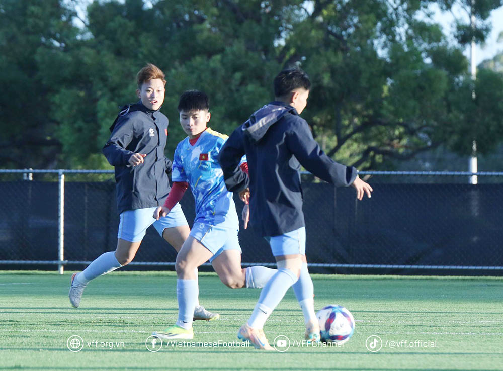 Tuyển nữ Việt Nam tăng cường tập luyện trước trận ra quân tại châu Á 2026. Ảnh: VFF