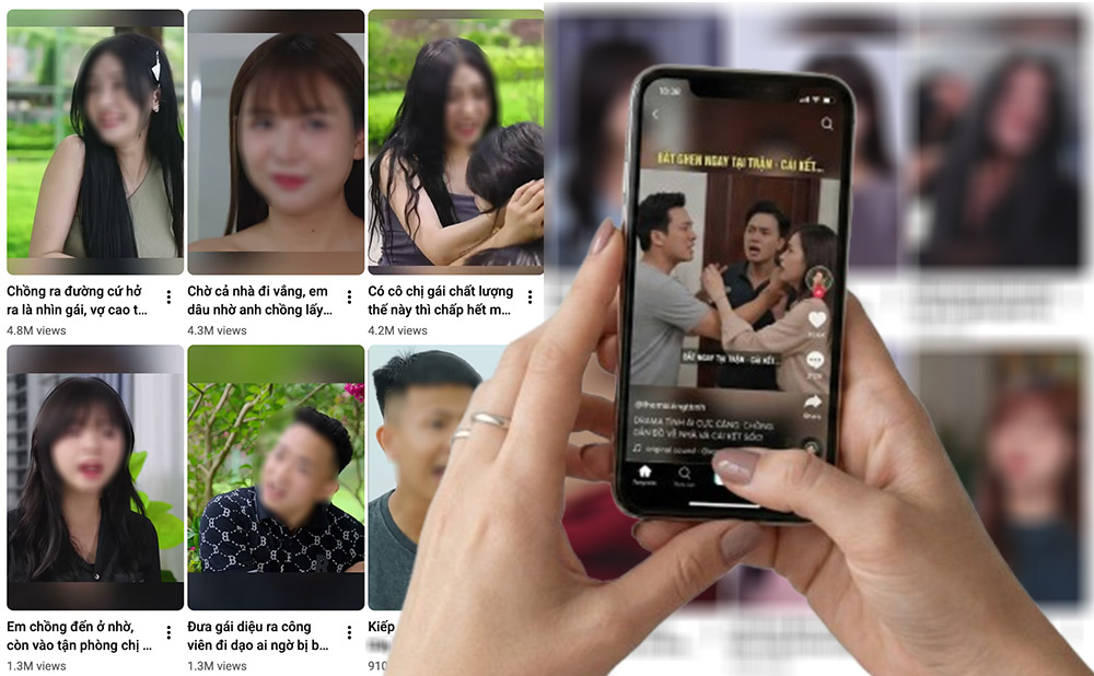Short, fast videos with dramatic, toxic topics such as jealousy, drama, superstition... are often prioritized by algorithms to display on social networks. Graphics: Duong Dong