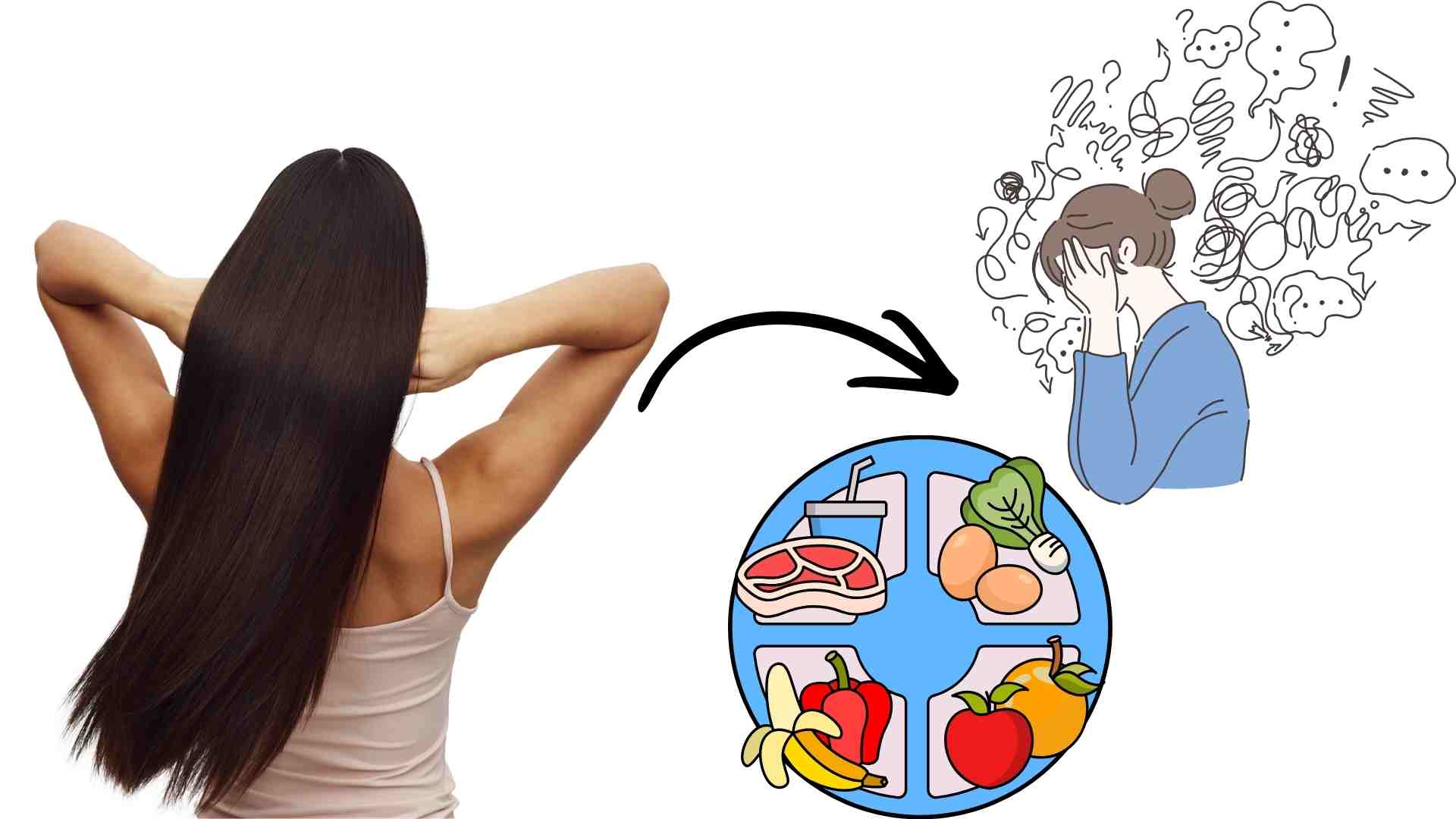 Reduce stress, eat properly is good for hair. Graphics: Ha May