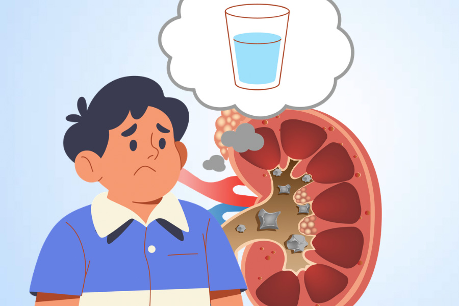 Dehydration increases the risk of kidney stones forming. Graphics: Thien Nhan