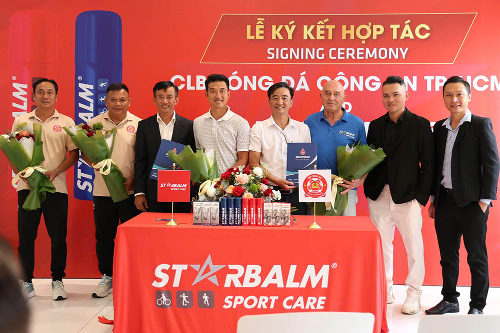 Ho Chi Minh City Police Club signed a cooperation agreement with BIOMEQ to improve physical and medical care for players. Photo: Ho Chi Minh City Police Club