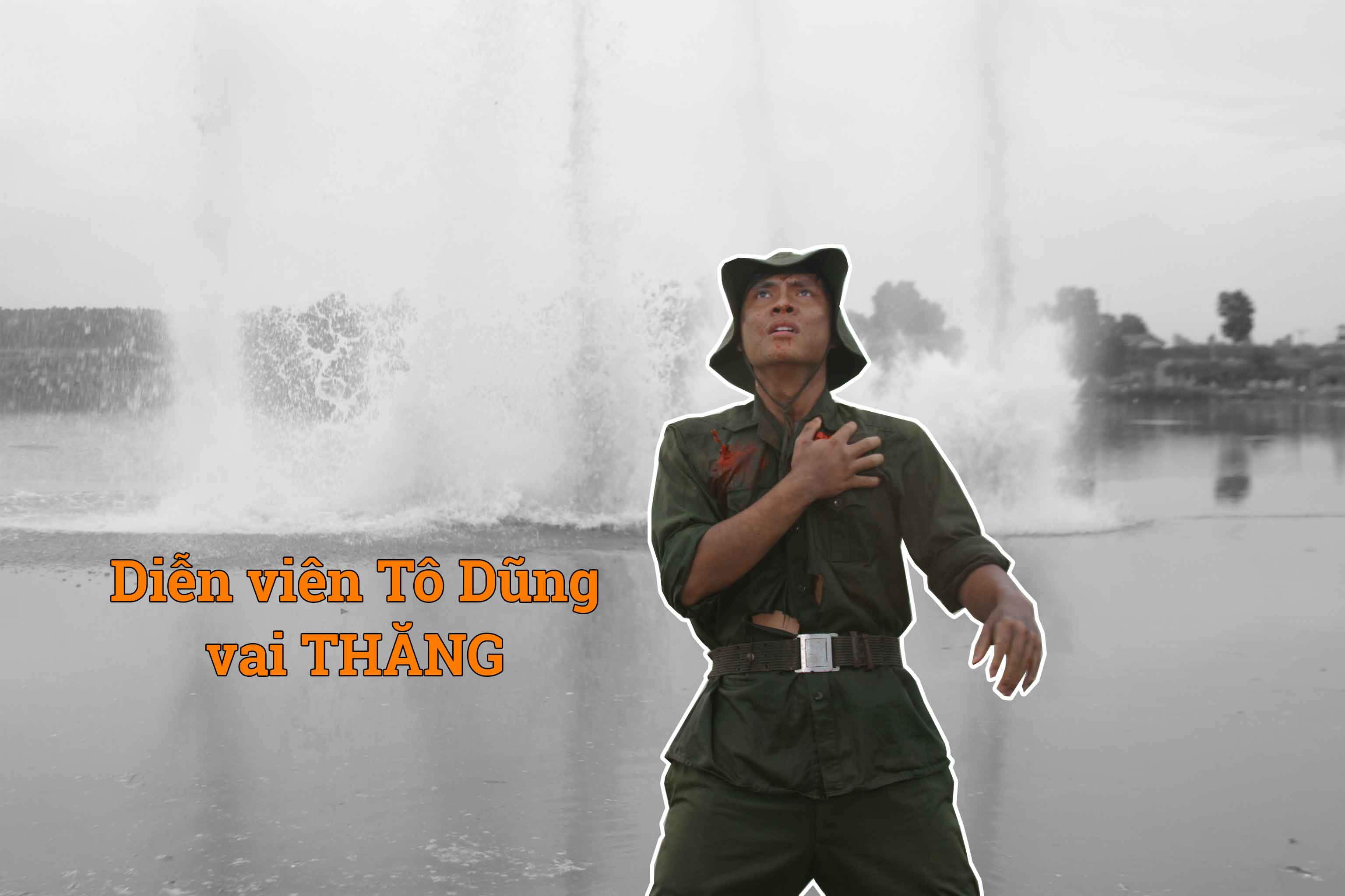 Tô Dũng vào vai một sinh viên trẻ hy sinh trong trận chiến khốc liệt. Ảnh: Nhà sản xuất phim.