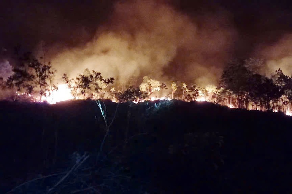 Controlling forest fires in mountainous communes of Hue City. Photo: Hue City Border Guard