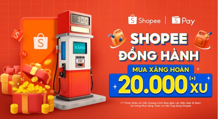 From March 17 to March 28, Shopee and ShopeePay launch the 20,000 coin rebate gas purchase program. Photo: Shopee