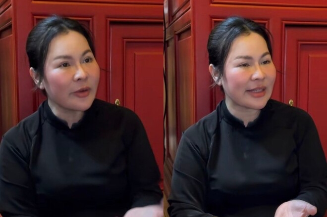 Businesswoman Ngoc Tien - artist Quy Binh's wife. Photo: Dong Hoang.