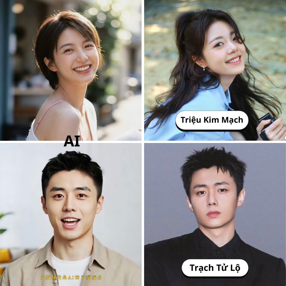 Hai diễn viên AI bị tố là sản phẩm sao chép người thật. Ảnh: Xinhua