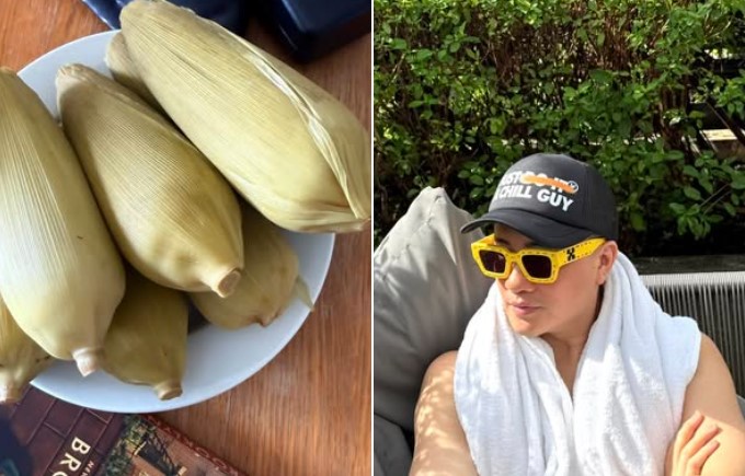 Lương Mạnh Hải chia sẻ câu chuyện được con dâu tỉ phú Johnathan Hạnh Nguyễn tặng ngô. Ảnh: Cắt từ video.