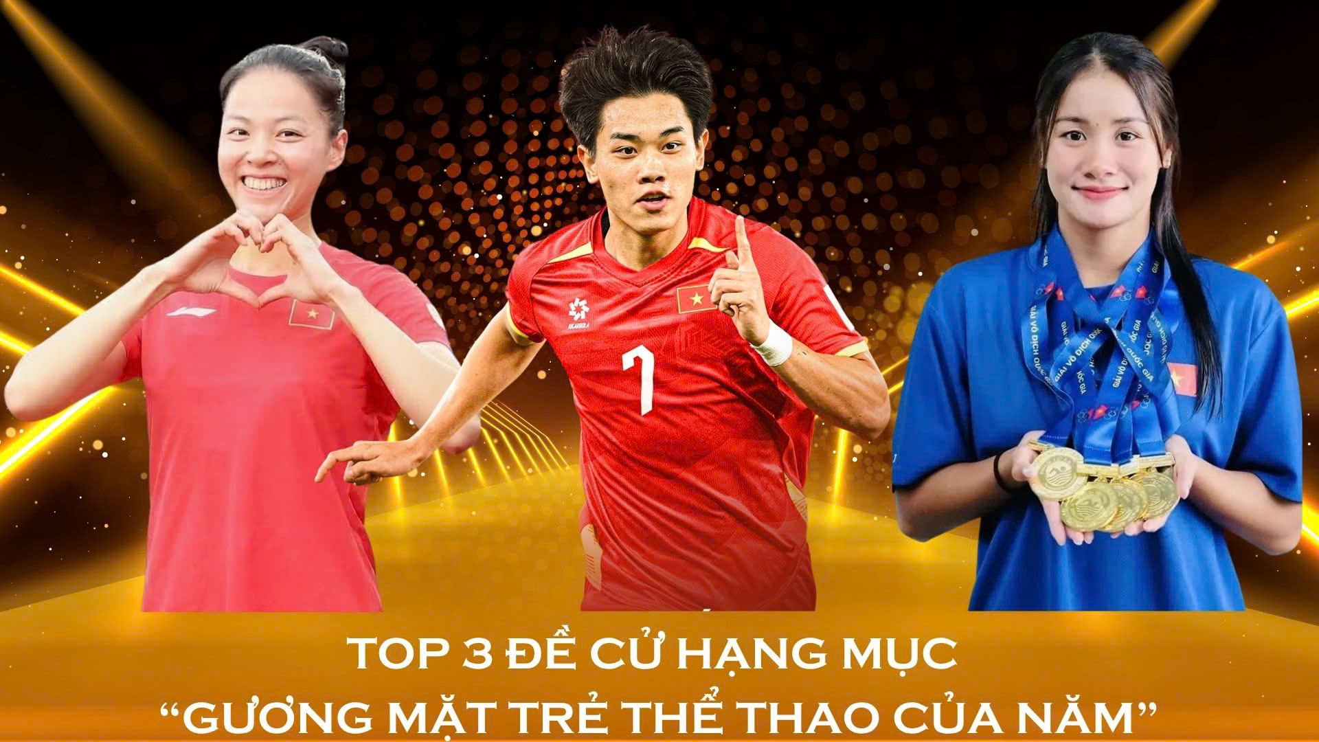 Nguyễn Đình Bắc, Bùi Thị Kim Anh, Võ Thị Mỹ Tiên: Ba gương mặt trẻ nổi bật tại Cống hiến 2026. Ảnh: BTC