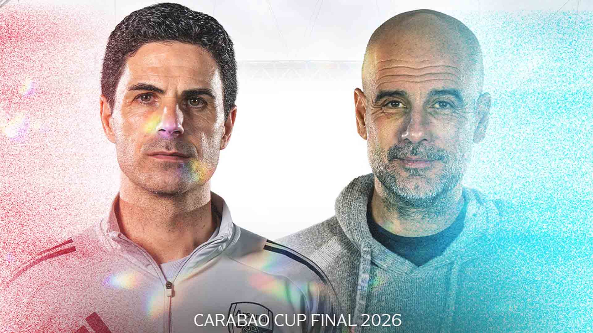 The ultimate confrontation between Arteta and Pep tonight. Photo: Carabao Cup