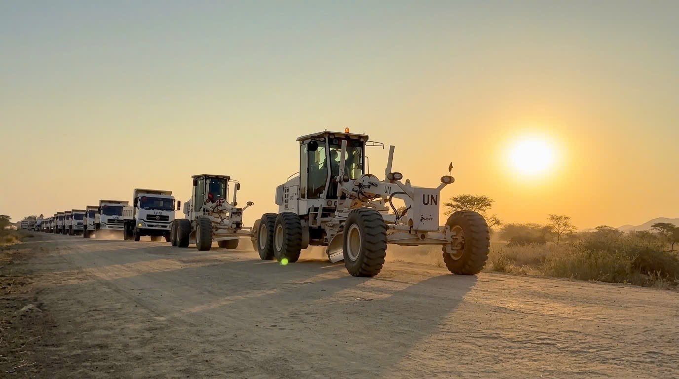 Những người lính công binh Việt Nam chạy đua với mặt trời trên công trường nắng nóng. Ảnh: Hải Yến