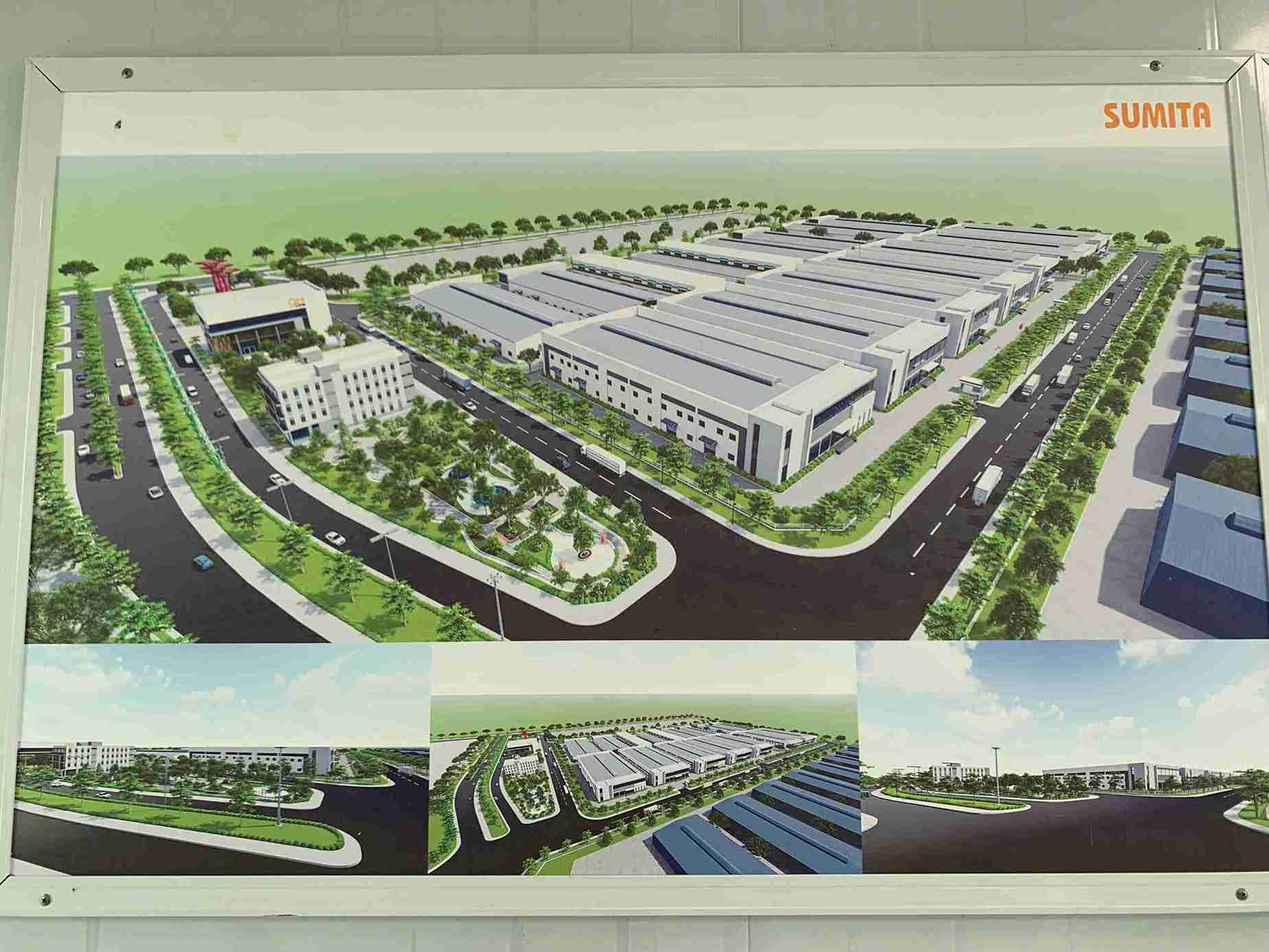 Hình ảnh phối cảnh cho thấy cấu trúc không gian Cụm công nghiệp Đức Hiệp.