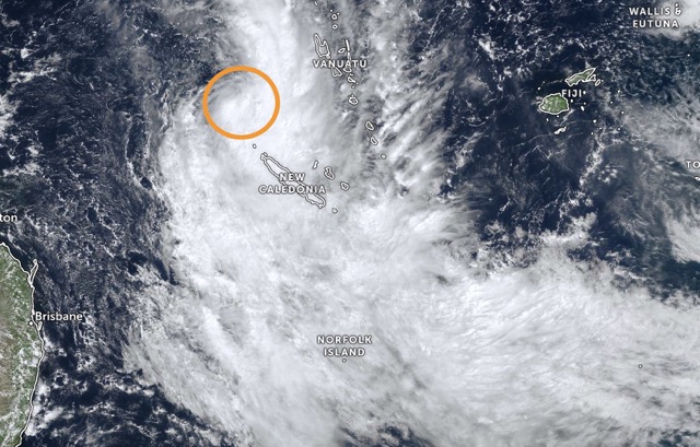 The tropical depression is approaching New Caledonia, causing widespread thunderstorms. Photo: JMA
