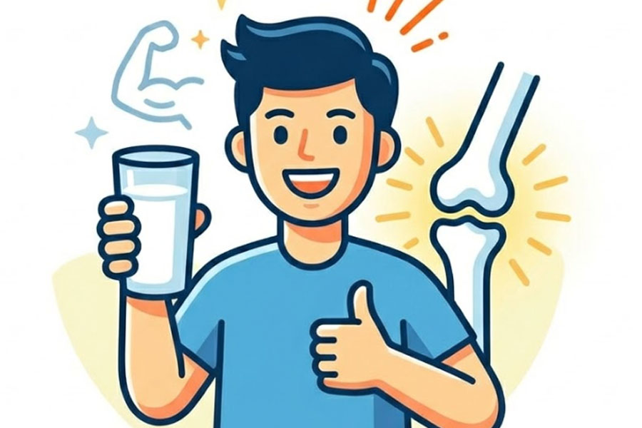 Drinking milk every day helps bones become stronger over time. Graphics: Thien Nhan