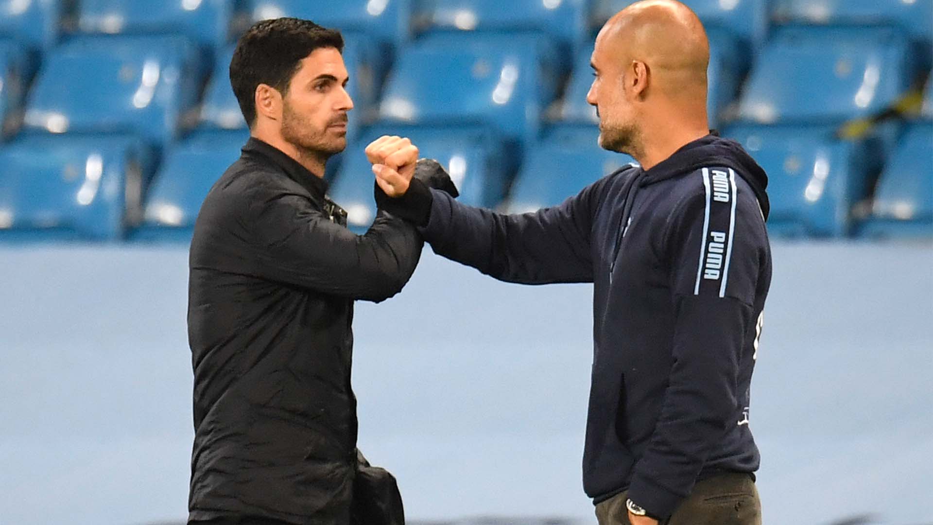 Mikel Arteta and Pep Guardiola. Photo: AFP