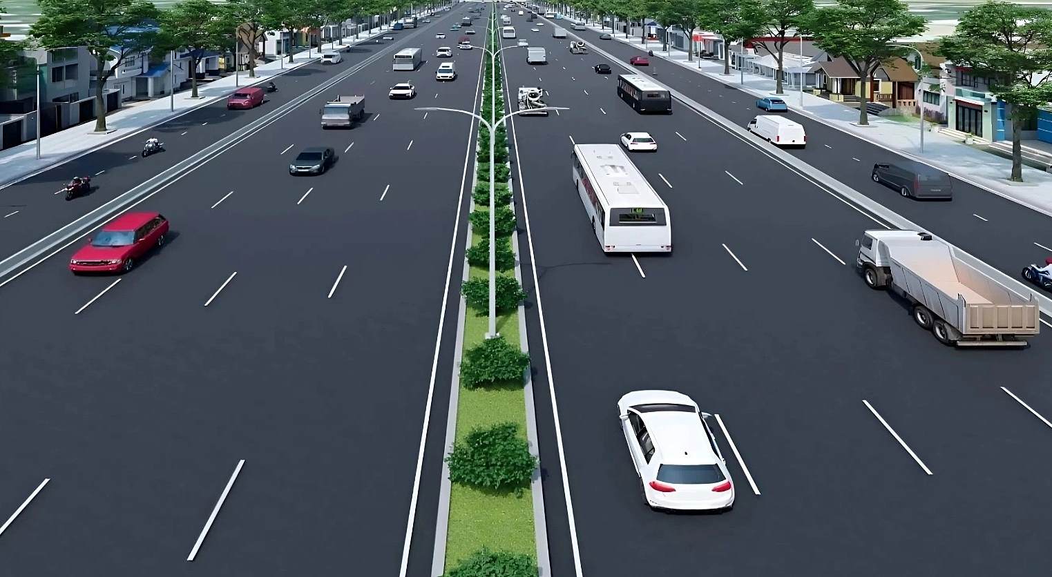 拡張後の国道1号線の完成予想図。写真:ホーチミン市建設局