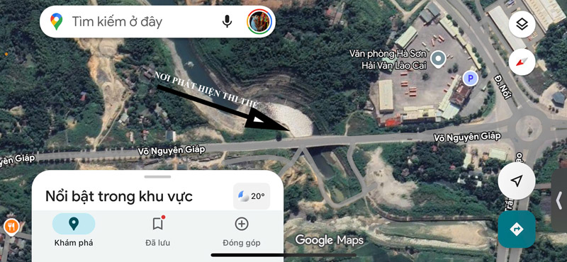 Vị trí phát hiện thi thể. Ảnh: Đinh Đại