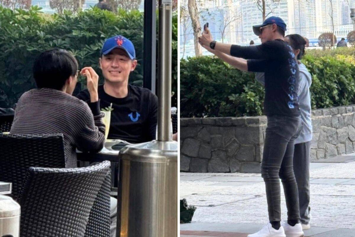 Hoắc Kiến Hoa mặc chiếc quần jeans bó sát. Ảnh: cắt từ video