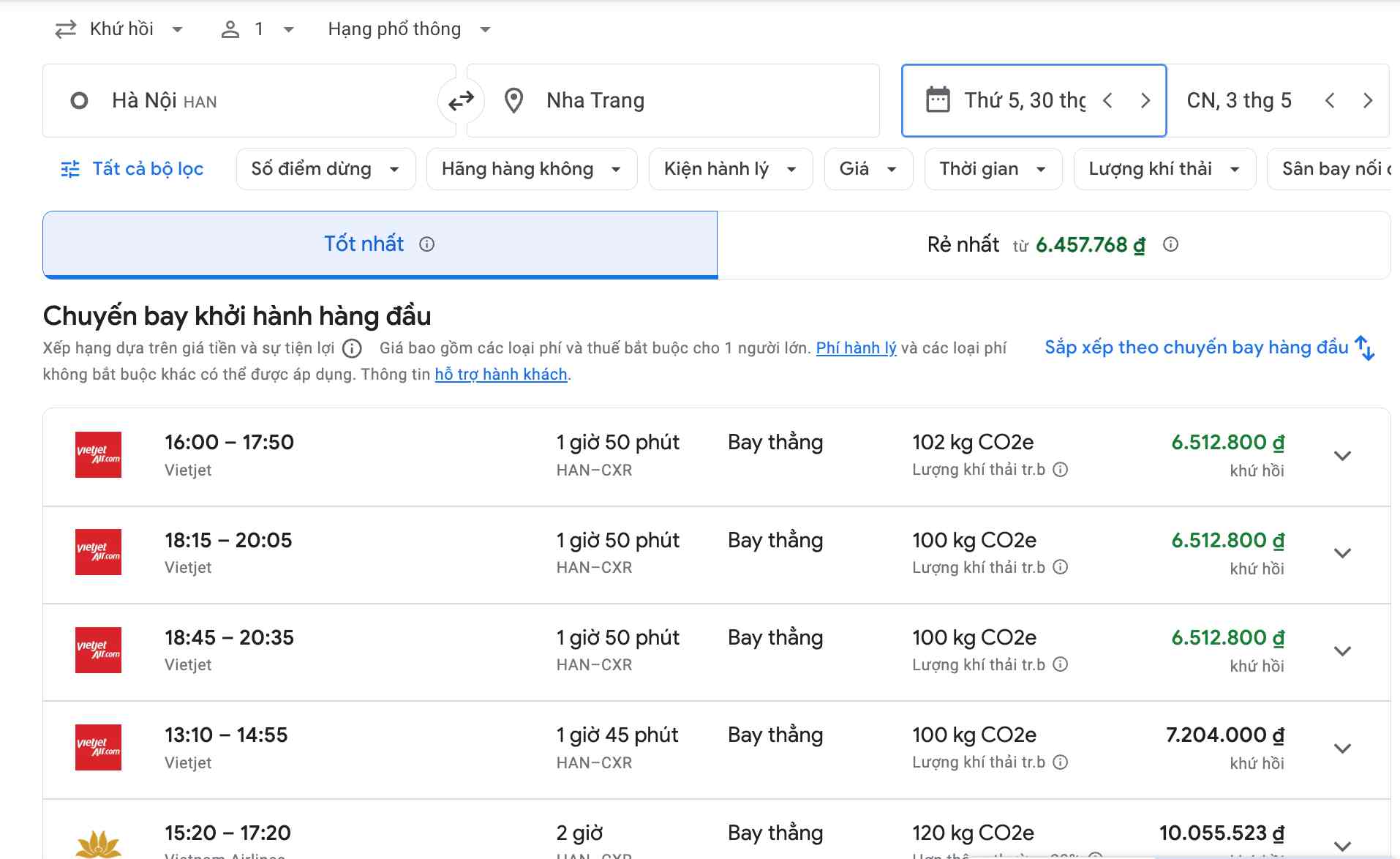 Giá vé máy bay leo cao trước kỳ nghỉ lễ. Ảnh: Google Flight