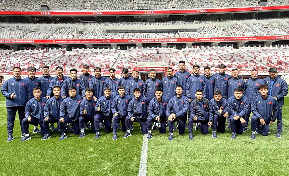 U23 Việt Nam tham quan địa điểm thi đấu giải CFA Team China 2026. Ảnh: VFF