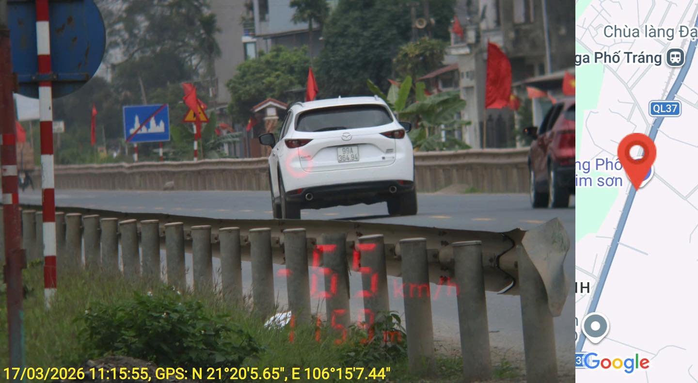1 vehicle speeding in Bac Ninh. Photo: Traffic Police Department, Bac Ninh Provincial Police