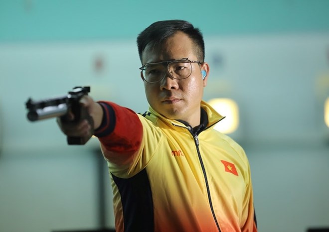 Shooter Hoang Xuan Vinh is the person who brought home the first Olympic gold medal for Vietnamese sports. Photo: Hoai Dan