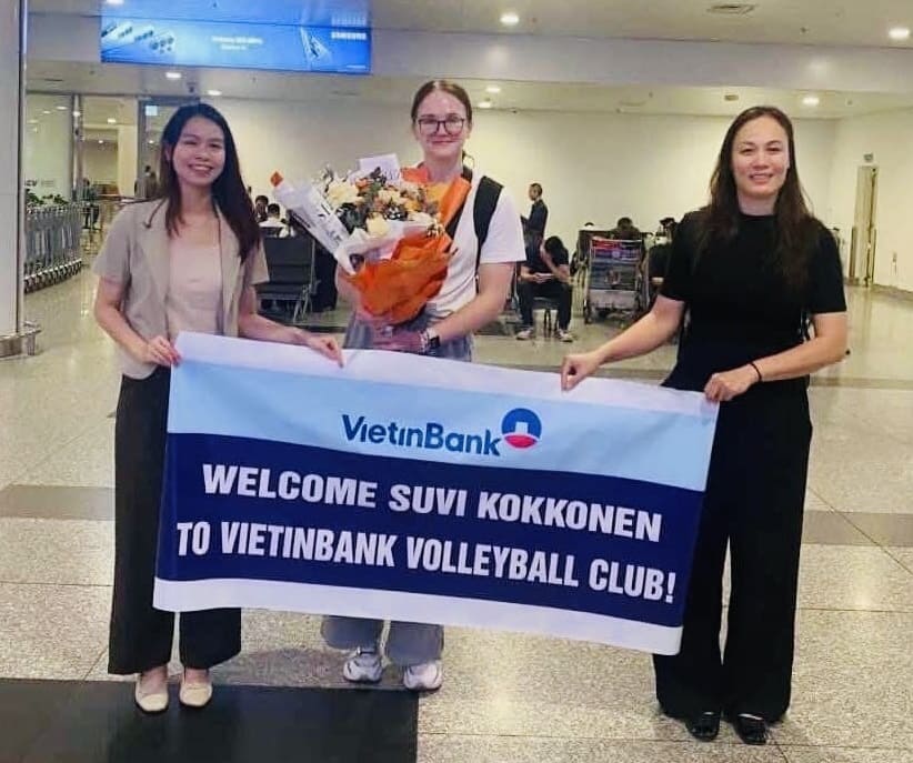 Foreign players of Vietinbank volleyball team have arrived in Vietnam. Photo: Vietinbank Volleyball